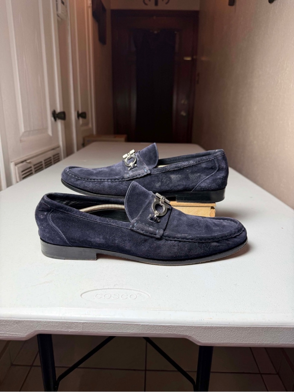 Men's SALVATORE FERRAGAMO 'Rich' Navy Blue Suede Loafers Sz 12